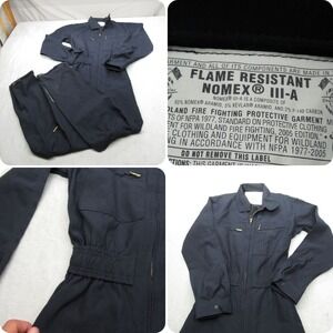 Nomex FR Coverall Mens 38 Navy Transcon Kevlar Flame Resistant Mechanic Work